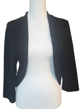 Addition Elle Black Cropped Open-Front Blazer